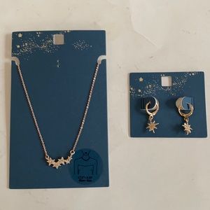 BEELINE 2p Star Necklace Earring Set Gold Tone $18 NWT